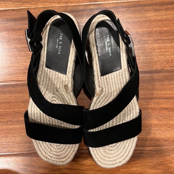 Rag & Bone - NWOT Beautiful Tall Black Leather Espadrilles - Picture 3 of 5